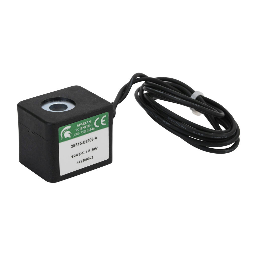 38315-01206-A - Spartan solenoid coil, 12 VDC, 6.5W, 18in 22 AWG pigtail. For use with 3516 series Spartan valves.