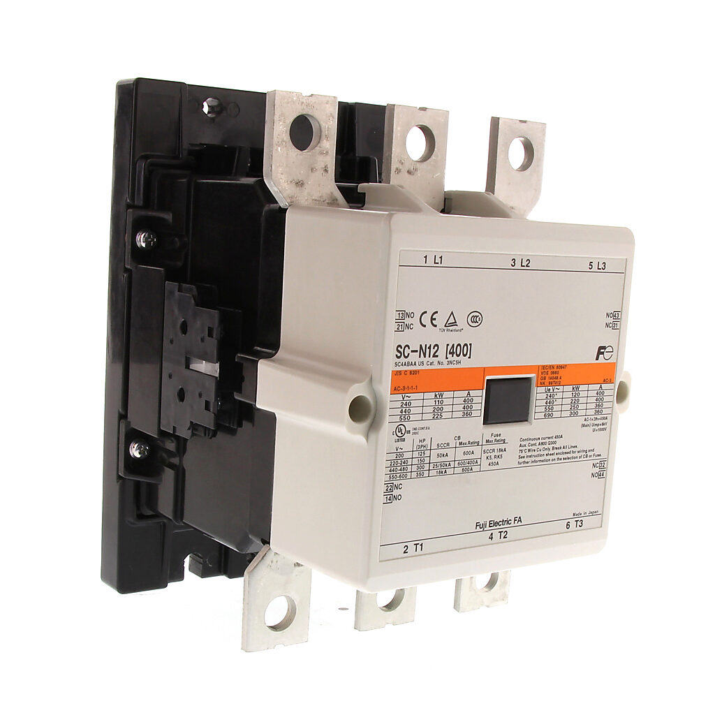 3NC5H0E22 - Fuji Electric 3NC5 series IEC contactor, 361A, (3) N.O. power poles, (2) N.O./(2) N.C. auxiliary contacts, 24 VAC/VDC coil voltage, low consumption electronic.