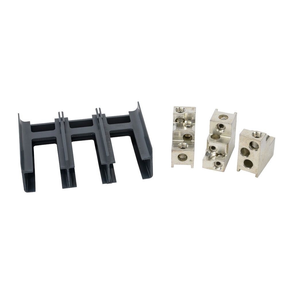 3TA400K3K - Eaton multi-wire box type wiring lug, load side mount, 400A, 3 openings, #14-2/0 AWG copper only. Package of 3. For use with Eaton 400A frame MCCBs. Mounting hardware and insulators included.