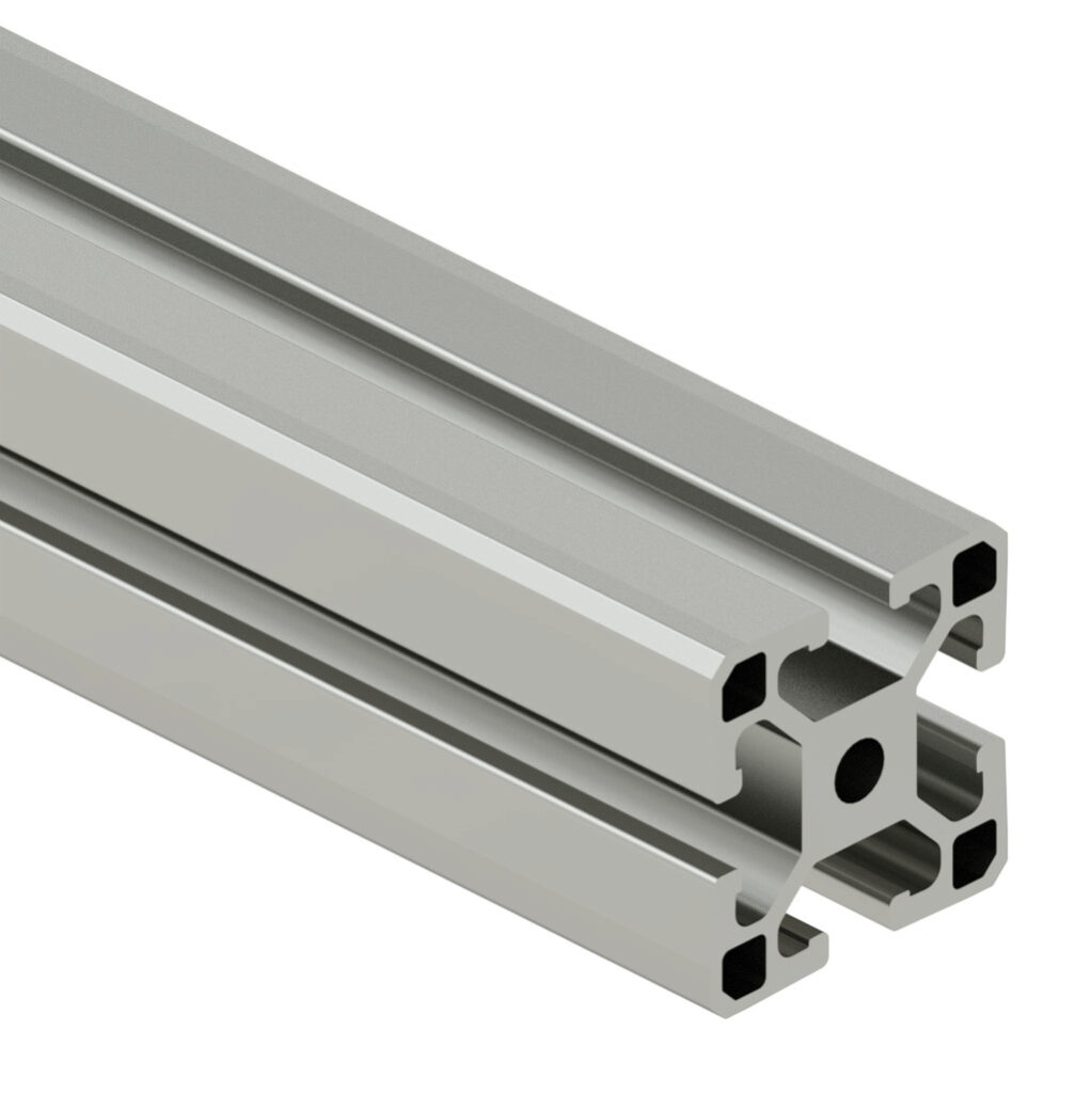 40-4040CL - SureFrame 40 Series light T-slotted rail, silver, 6063-T6 anodized aluminum alloy, cut to length, 40 x 40mm profile, slot size 8.