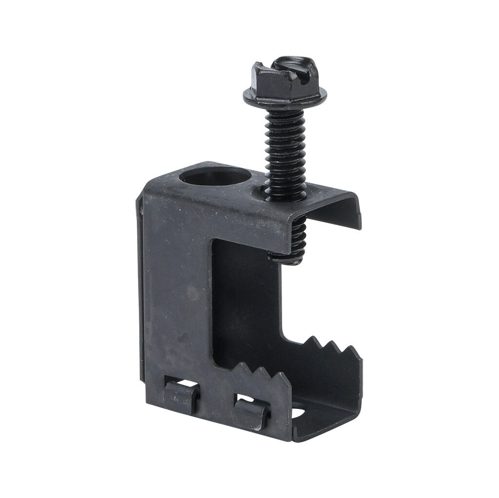 500-25 - Minerallac screw-on beam clamp, 100 lbs. Package of 25. For use with flanges up to 1/2in and up to 3/8 threaded rod with nut (nut not included).