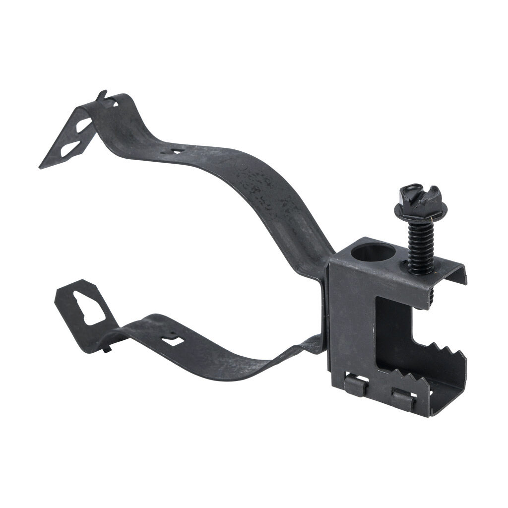 500KC2B - Minerallac screw-on beam clamp conduit hanger assembly, spring clip, back mount, 100 lbs. Package of 100. For use with flanges up to 1/2in and 2in conduit.