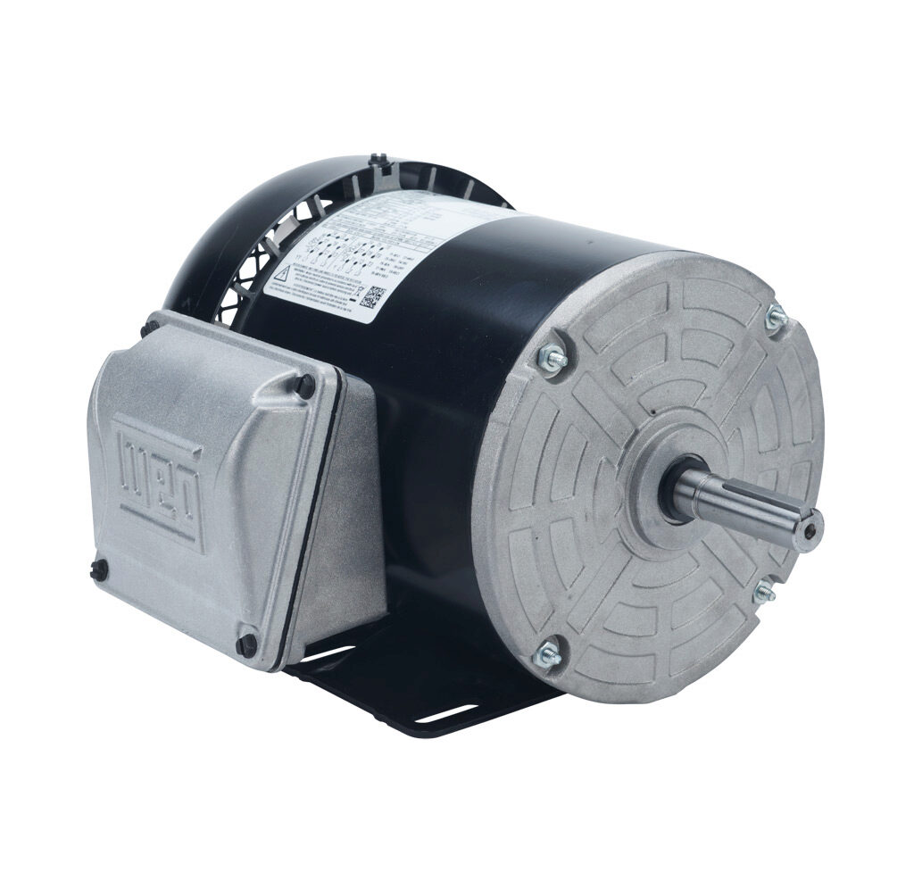 .5018ES3E56-S - WEG Electric S standard efficiency AC induction motor, general purpose and inverter rated, 1/2hp, 3-phase, 208-230/460 VAC, 1800rpm, TEFC, NEMA 56 frame, rolled steel, rigid base mount.