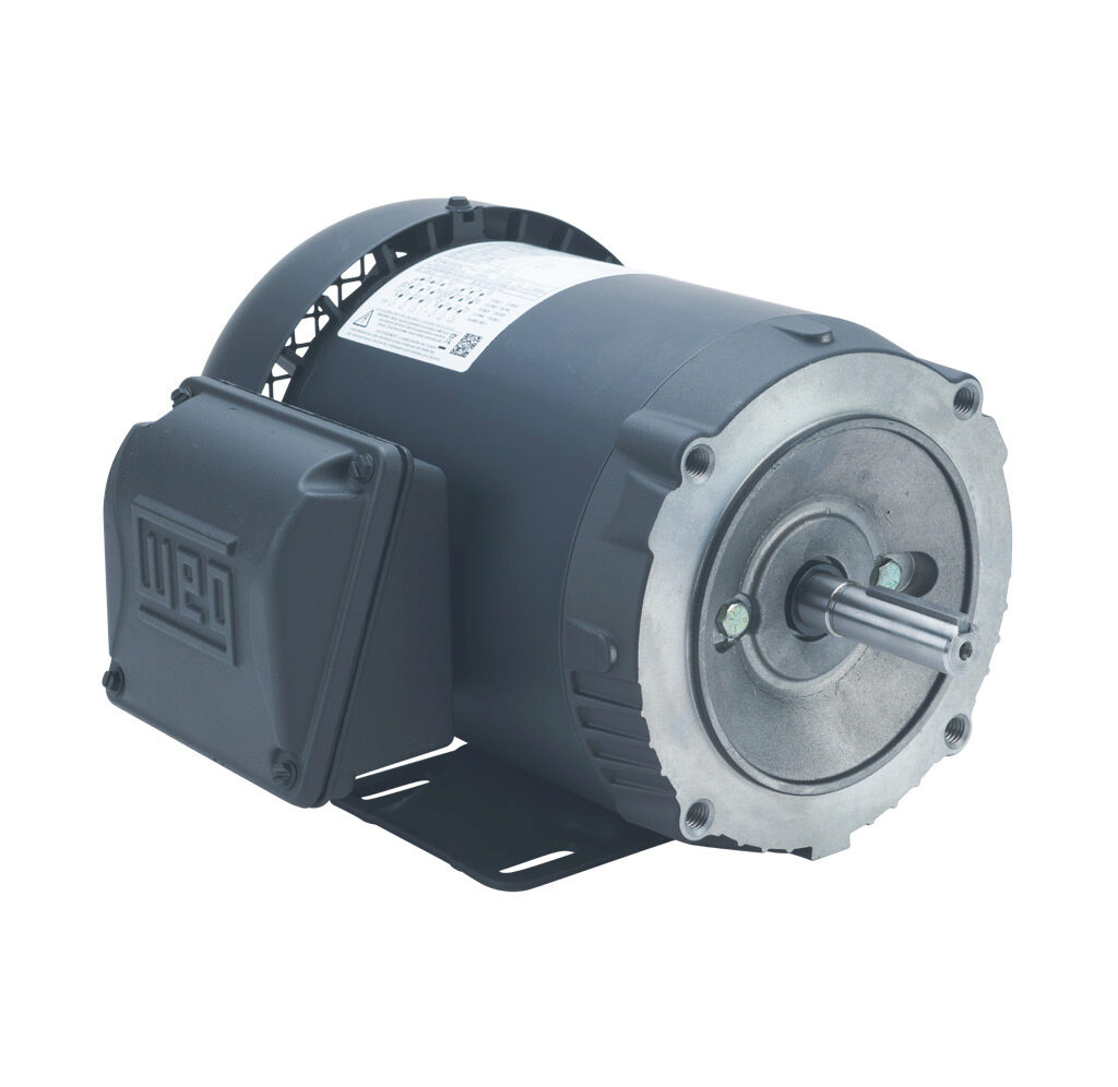 .5018ES3E56C-S - WEG Electric S standard efficiency AC induction motor, general purpose and inverter rated, 1/2hp, 3-phase, 208-230/460 VAC, 1800rpm, TEFC, NEMA 56C frame, rolled steel, C-face/rigid base mount.