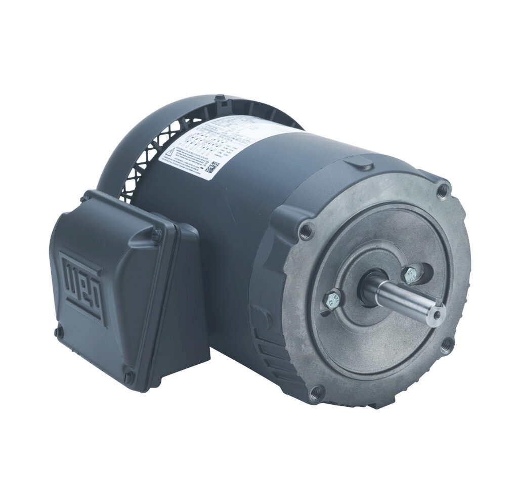 .5018ES3E56CFL-S - WEG Electric S standard efficiency AC induction motor, general purpose and inverter rated, 1/2hp, 3-phase, 208-230/460 VAC, 1800rpm, TEFC, NEMA 56C frame, rolled steel, C-face mount.