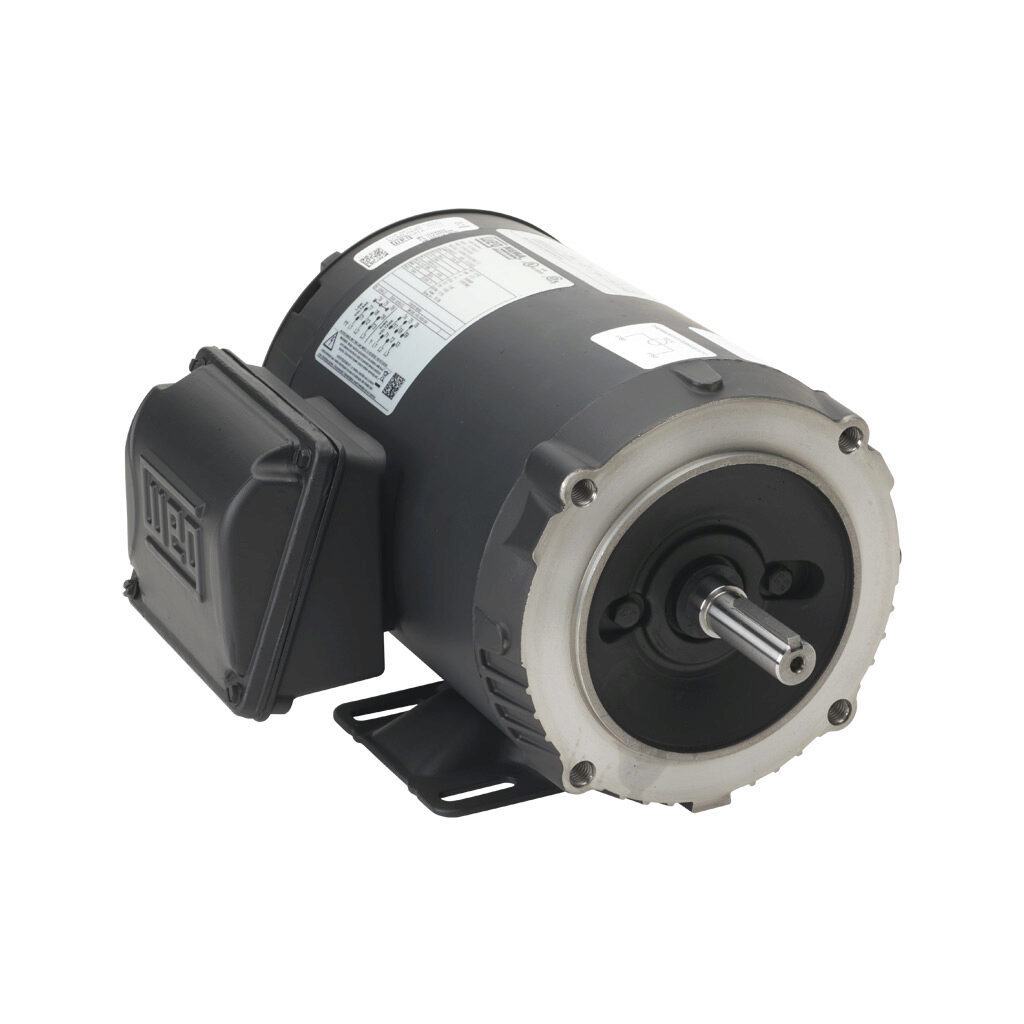 .5018NT3FVD56C-S - WEG Electric S premium efficiency AC induction motor, high-performance inverter duty, 1/2hp, 3-phase, 230/460 VAC, 1800rpm, TENV, NEMA 56CZ frame, rolled steel, C-face/rigid base mount.