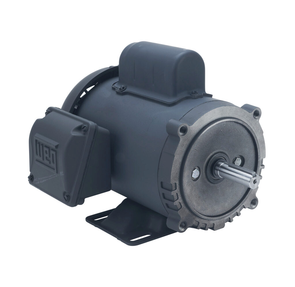 .5036ES1BW56C-S - WEG Electric S standard efficiency AC induction motor, general purpose, 1/2hp, 1-phase, 115/208-230 VAC, 3600rpm, TEFC, NEMA 56C frame, rolled steel, C-face/rigid base mount.