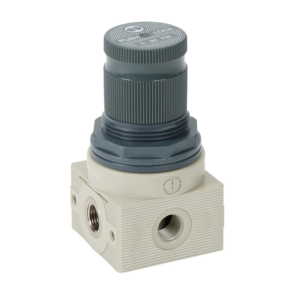 5107001U - Metal Work BIT air regulator, 1/8in female NPT inlet(s), 1/8in female NPT outlet(s), 0-30 psig range. For use with Metal Work BIT series air prep components.