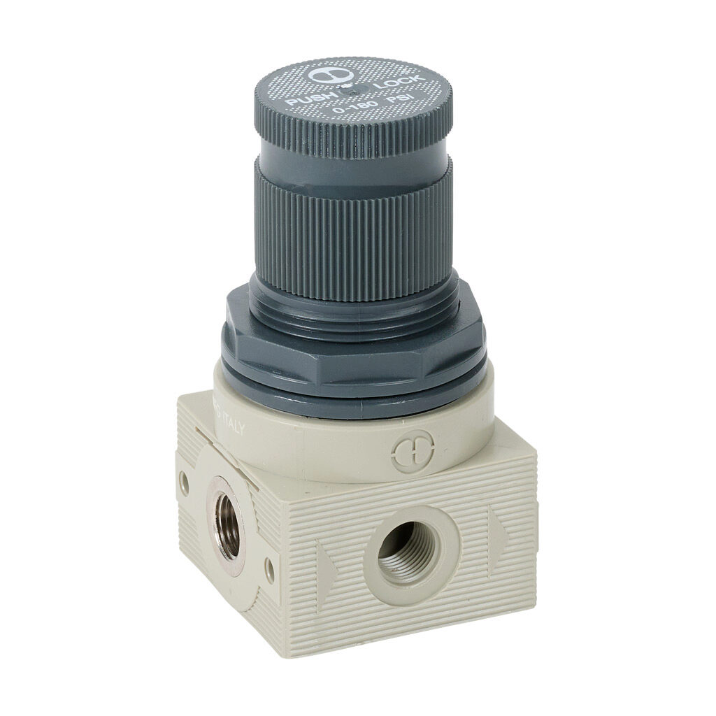 5107004U - Metal Work BIT air regulator, 1/8in female NPT inlet(s), 1/8in female NPT outlet(s), 0-180 psig range. For use with Metal Work BIT series air prep components.