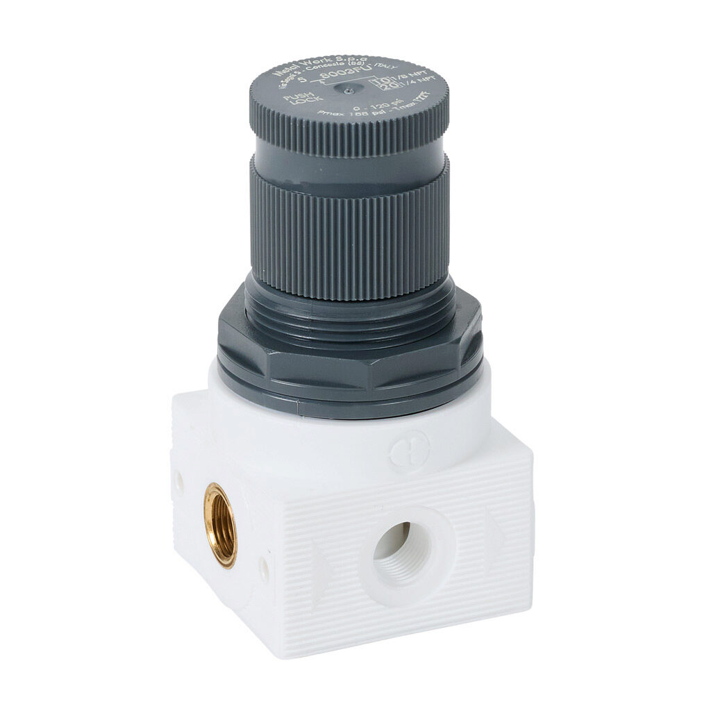 5108003FU - Metal Work BIT potable water regulator, 1/8in female NPT inlet(s), 1/8in female NPT outlet(s), 0-120 psig range. For use with Metal Work BIT series water components.