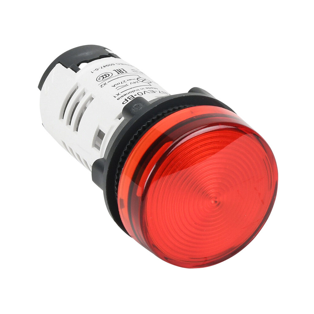 522432 - IDEM LED compact indicating light, permanent light function, IP65, 22mm, red, 22mm, round, plastic base, 24 VAC/VDC, full voltage. For use with UGB series universal gate boxes.