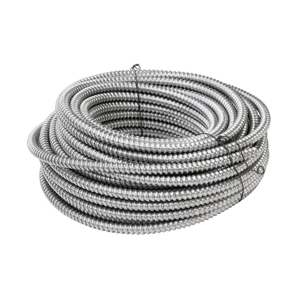 55082003 - Southwire Alflex flexible metallic conduit, reduced wall aluminum, 3/8in trade size, UL-1 Listed, 100ft/30.4m coil length.