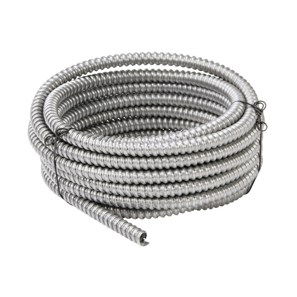 55082021 - Southwire Alflex flexible metallic conduit, reduced wall aluminum, 3/8in trade size, UL-1 Listed, 25ft/7.6m coil length.