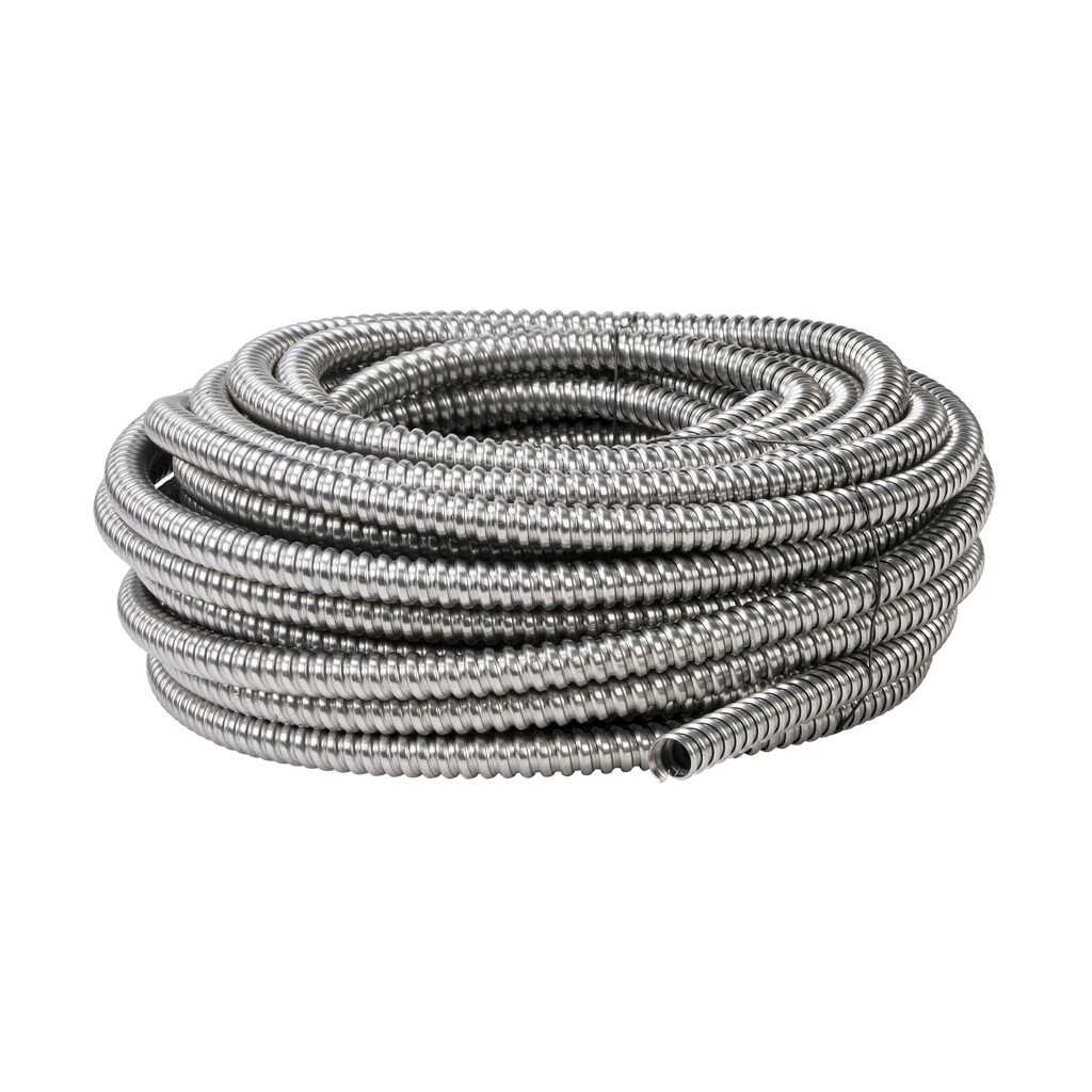55082103 - Southwire Alflex flexible metallic conduit, reduced wall aluminum, 1/2in trade size, UL-1 Listed, 100ft/30.4m coil length.