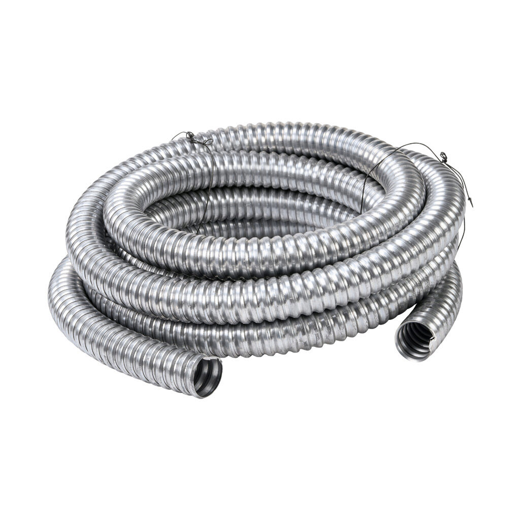 55092701 - Southwire Alflex flexible metallic conduit, reduced wall aluminum, 1-1/2in trade size, UL-1 Listed, 25ft/7.6m coil length.