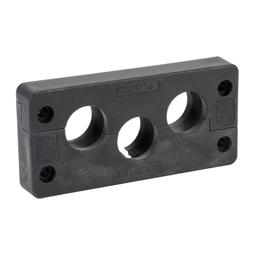 563830 - Murrplastik KDL/D series cable entry system frame, polypropylene frame, TPE grommet block, 16-pin frame, black, (3) medium opening(s), UL Type 1, 12 and 4X indoor use only, IP65. Requires (3) Murrplastik KDT/X series medium grommets.