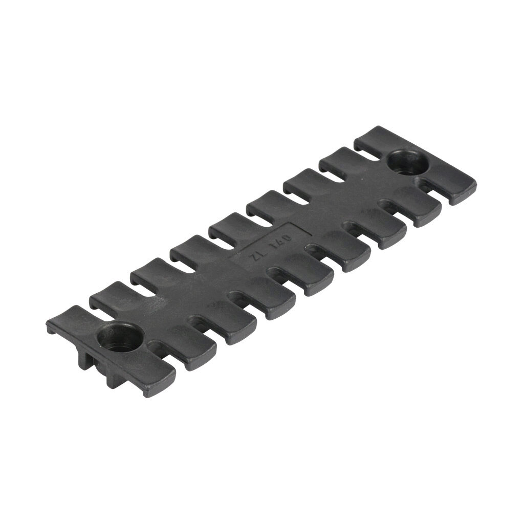 566124 - Murrplastik ZL series cable strain relief plate, polyamide, 140mm, black, holds (9) cable(s), panel mount. Package of 5.