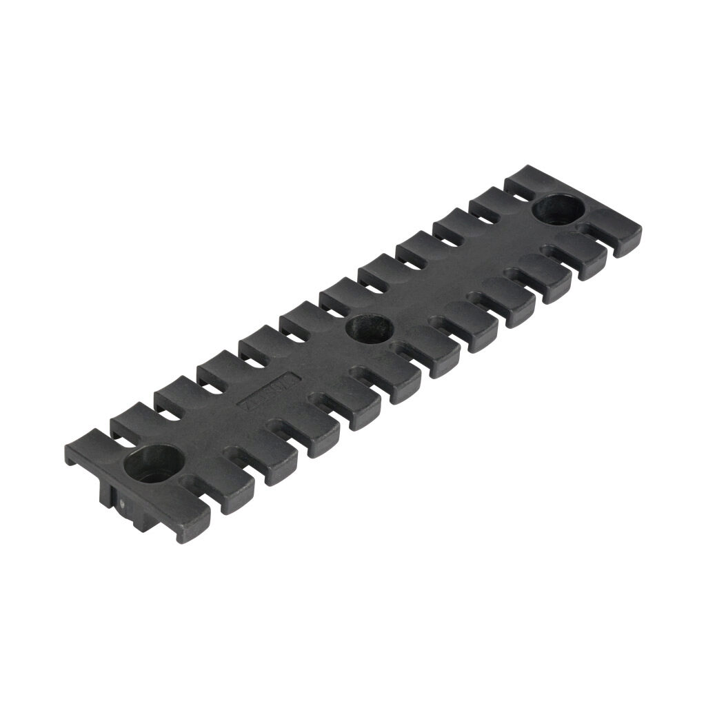 566126 - Murrplastik ZL series cable strain relief plate, polyamide, 180mm, black, holds (12) cable(s), panel mount. Package of 5.