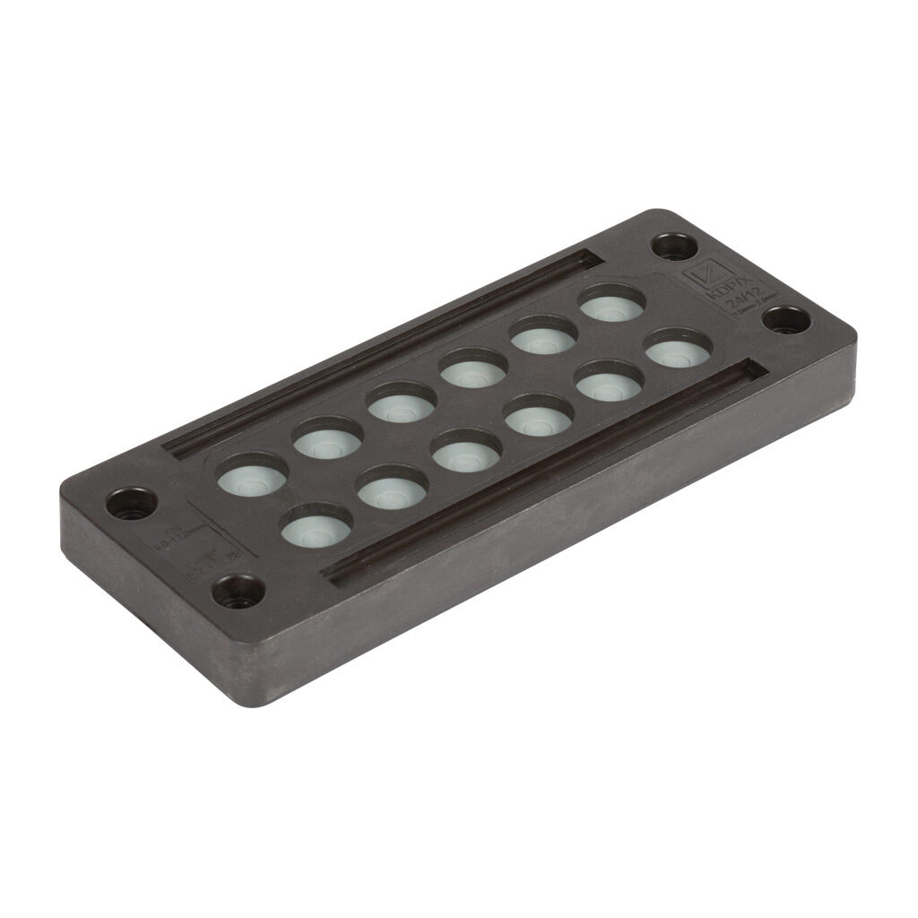 567325 - Murrplastik KDP/X series cable entry system frame, polyamide frame, 24-pin frame, black, (12) 8-12mm opening(s), UL Type 12 and 1, IP65.
