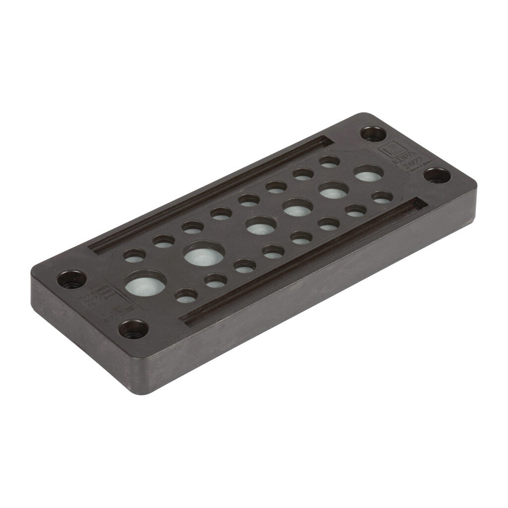 567365 - Murrplastik KDP/X series cable entry system frame, polyamide frame, 24-pin frame, black, (16) 3-6.5mm, (4) 5-9.2mm and (2) 8-12.5mm opening(s), UL Type 12 and 1, IP65.