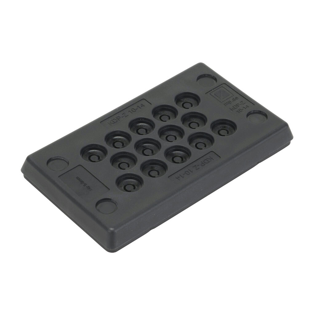 567401 - Murrplastik KDP/Z series cable entry system frame, polypropylene frame, TPS grommet block, 10-pin frame, black, (14) 5-9mm opening(s), UL Type 4X and 12, IP65 IP66 IP67. Package of 5.