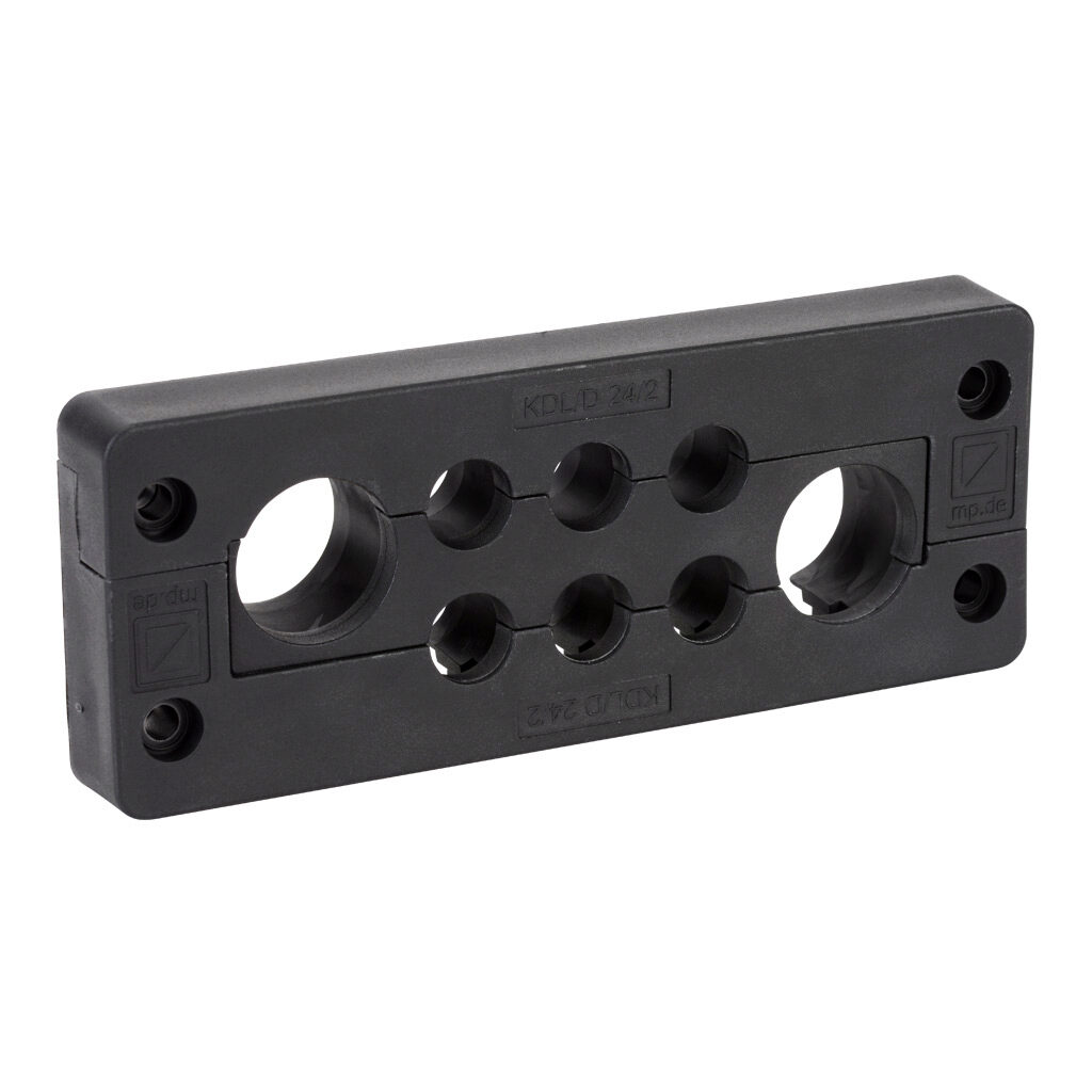 568325 - Murrplastik KDL/D series cable entry system frame, polypropylene frame, TPE grommet block, 24-pin frame, black, (6) small and (2) medium opening(s), UL Type 1, 12 and 4X indoor use only, IP65.