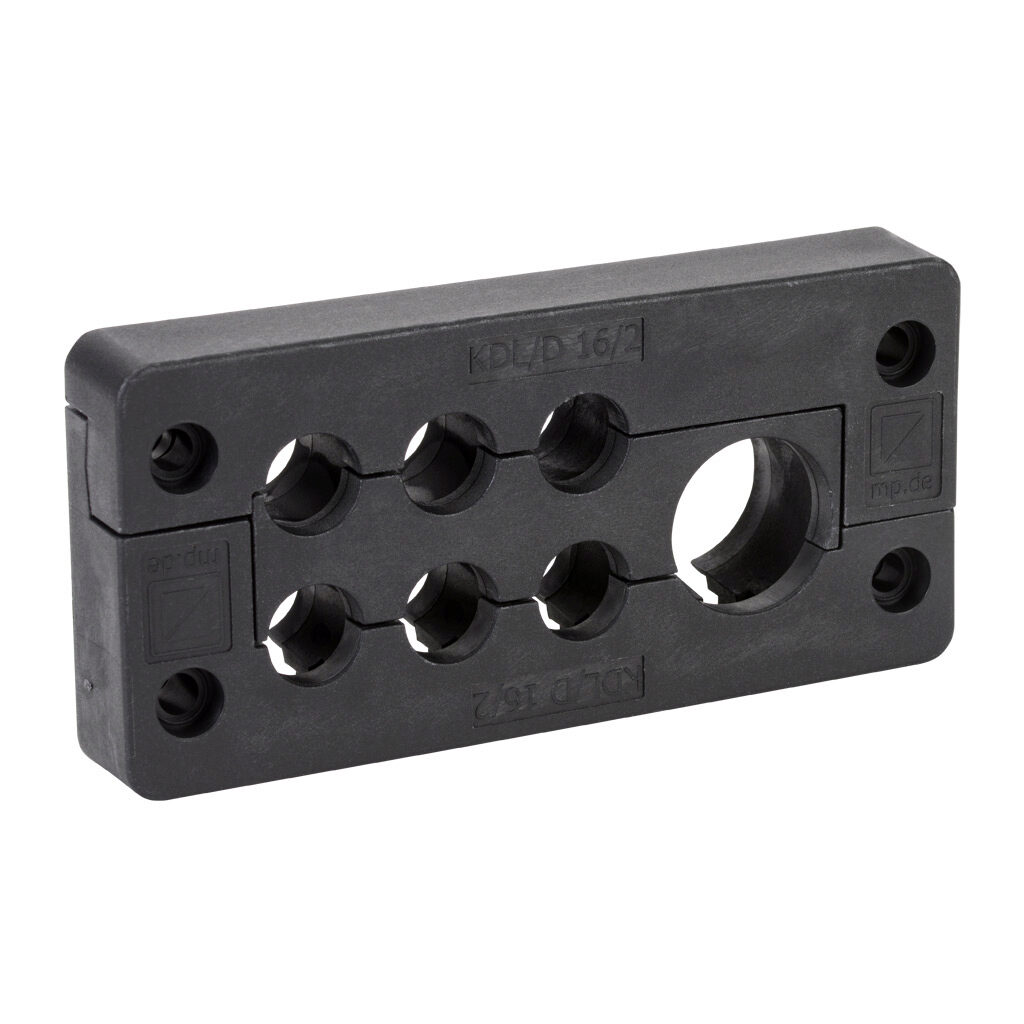 568328 - Murrplastik KDL/D series cable entry system frame, polypropylene frame, TPE grommet block, 16-pin frame, black, (6) small and (1) medium opening(s), UL Type 1, 12 and 4X indoor use only, IP65.