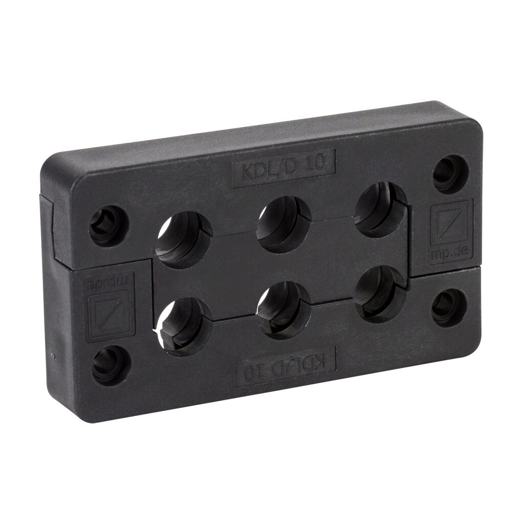 568331 - Murrplastik KDL/D series cable entry system frame, polypropylene frame, TPE grommet block, 10-pin frame, black, (6) small opening(s), UL Type 1 and 12, IP65. Requires (6) Murrplastik KDT/X series small grommets.