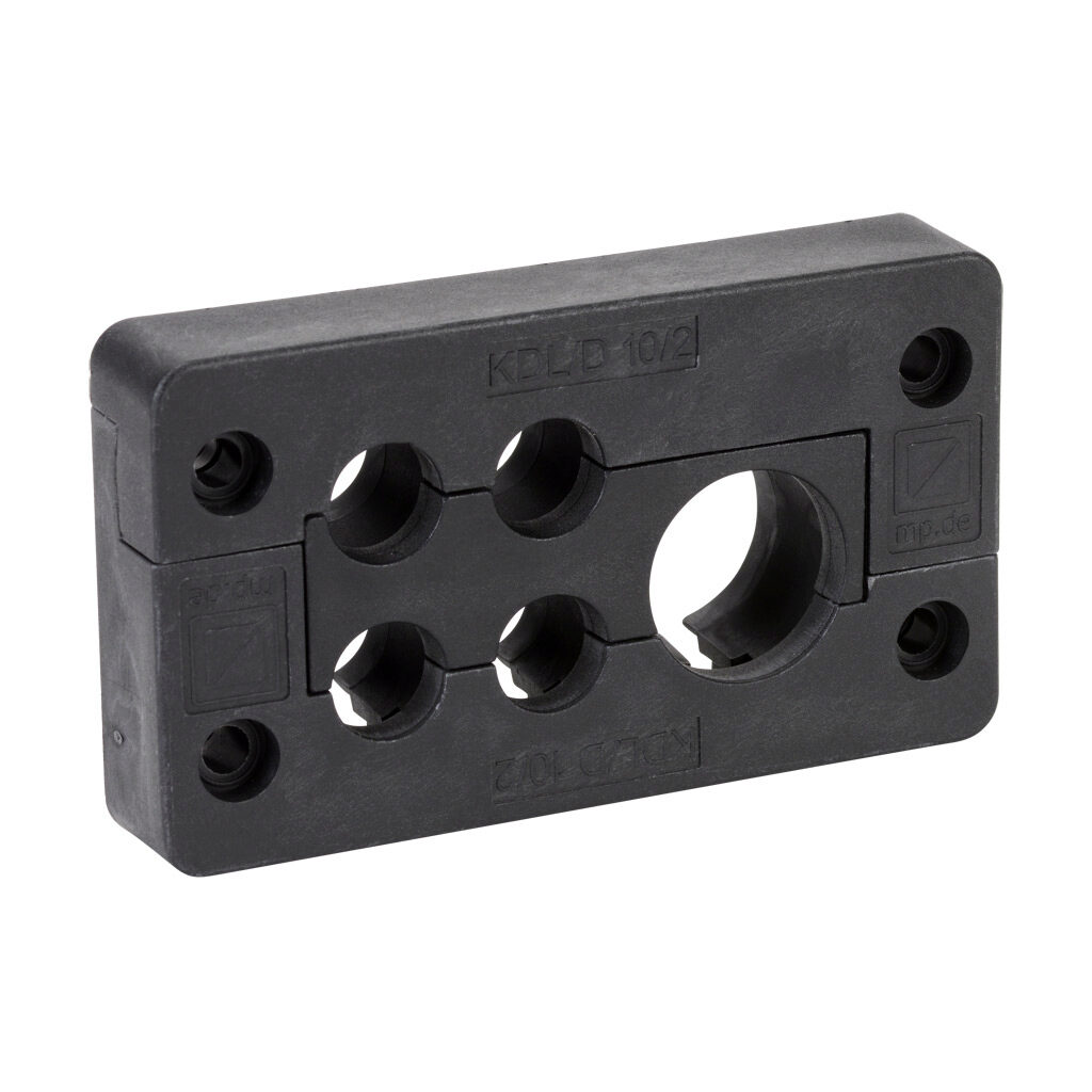 568332 - Murrplastik KDL/D series cable entry system frame, polypropylene frame, TPE grommet block, 10-pin frame, black, (4) small and (1) medium opening(s), UL Type 1, 12 and 4X indoor use only, IP65.