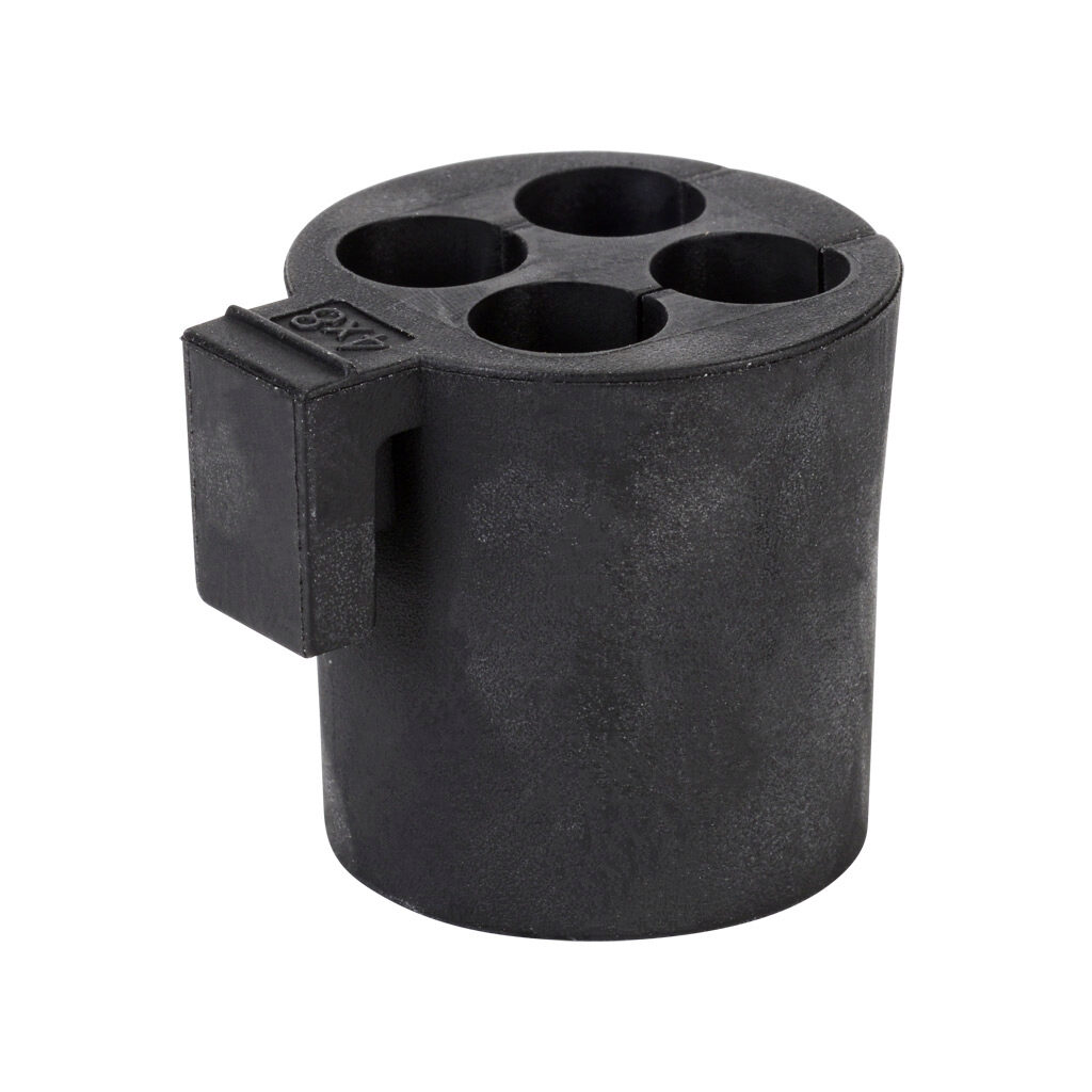 568421 - Murrplastik KDT/X series medium grommet, 4 opening(s), TPE, black, accepts 8mm diameter cable. Package of 4. For use with Murrplastik KDL/D series cable entry system frame.