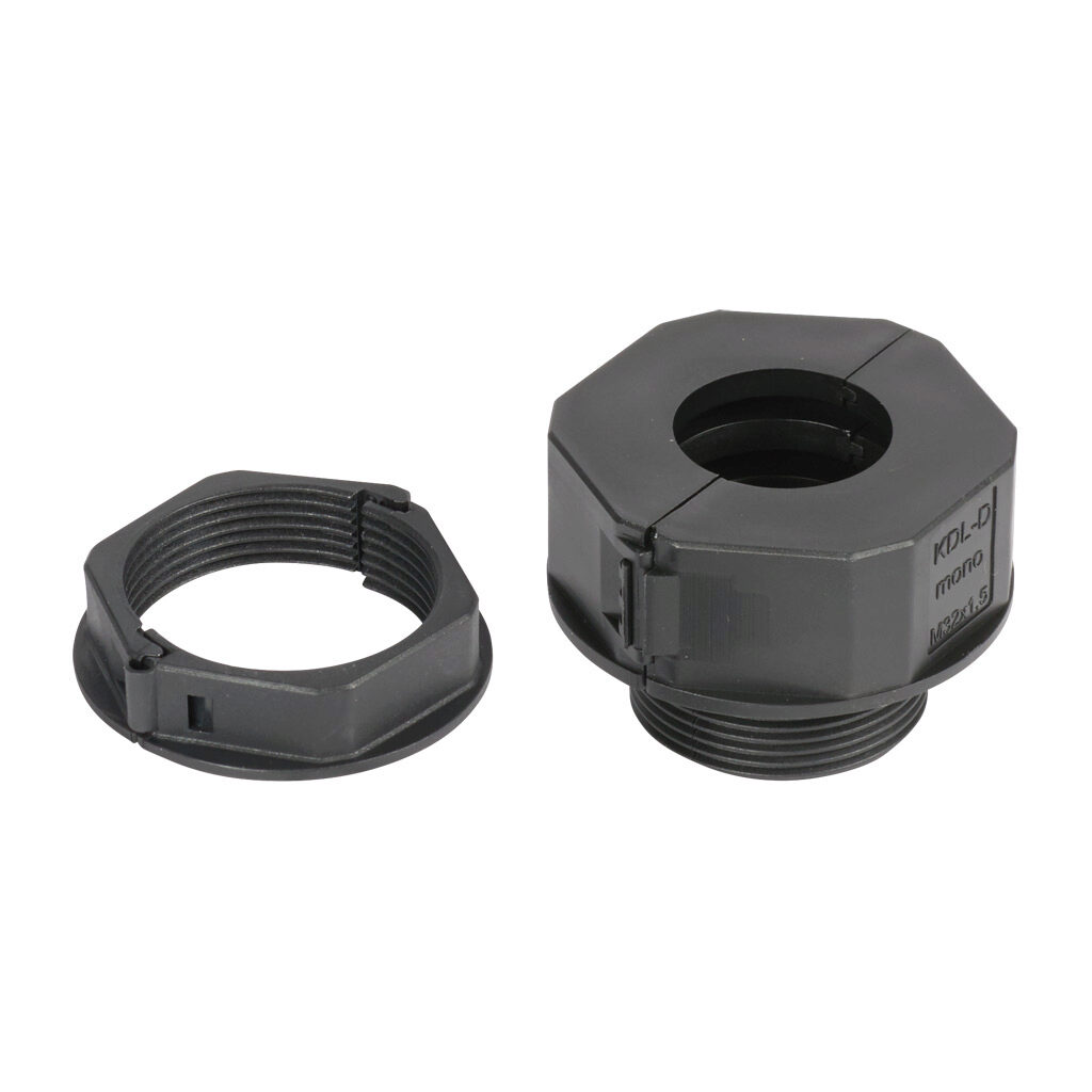 568620 - Murrplastik KDL/D-Mono series cable entry system frame, polyamide frame, M32 x 1.5mm frame, black, (1) medium opening(s), UL Type 12 and 1, IP65. Package of 5. Requires (1) Murrplastik KDT/X series medium grommets.