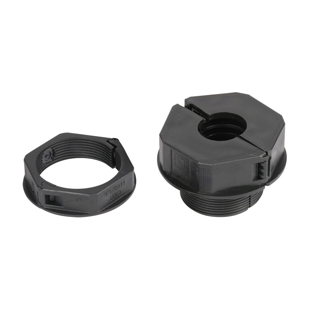 568636 - Murrplastik KDL/D-Mono series cable entry system frame, polyamide frame, M40 x 1.5mm frame, black, (1) medium opening(s), UL Type 12 and 1, IP65. Package of 5. Requires (1) Murrplastik KDT/X series medium grommets.