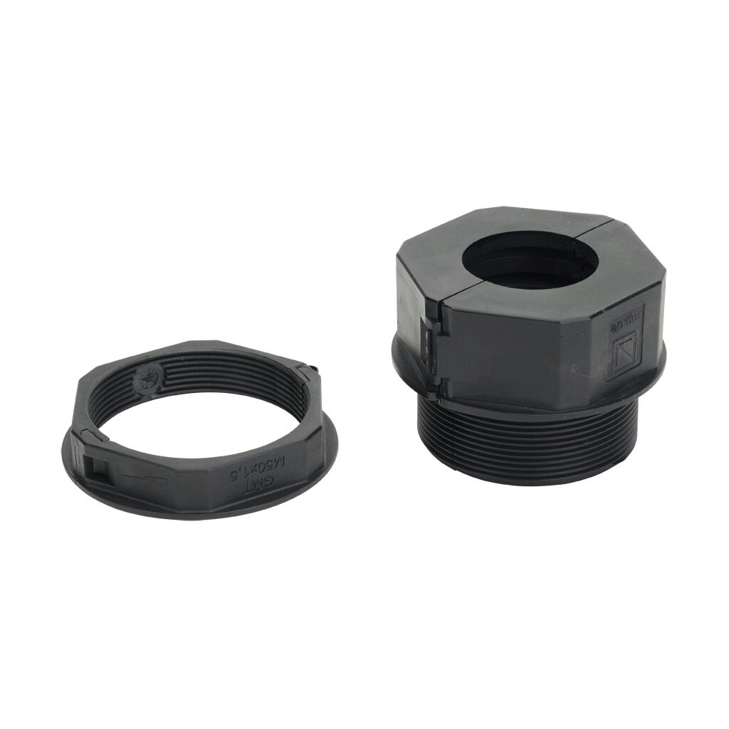 568640 - Murrplastik KDL/D-Mono series cable entry system frame, polyamide frame, TPE grommet block, M50 x 1.5mm frame, black, (1) large opening(s), UL Type 12, IP65. Package of 5. Requires (1) Murrplastik KDT/X series large grommets.