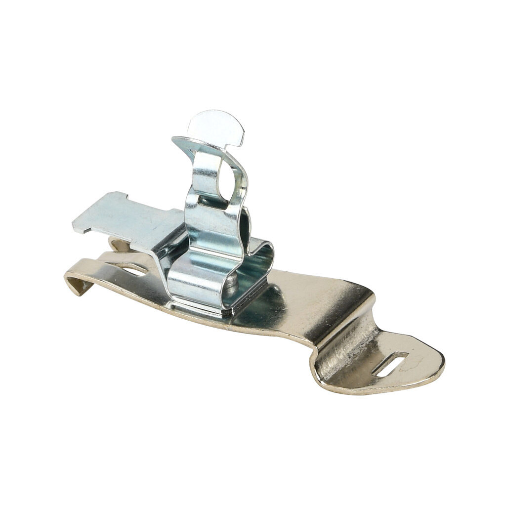 571071 - Murrplastik MSCFZ-EMV series EMC shield cable clip, accepts 0.12-0.47in diameter cable, 35mm DIN rail mount, with strain relief, zinc plated spring steel. Package of 5.