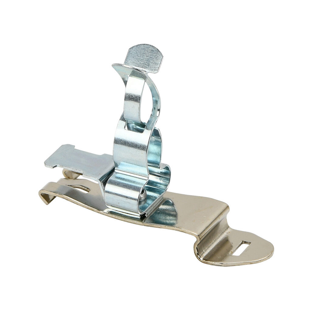 571073 - Murrplastik MSCFZ-EMV series EMC shield cable clip, accepts 0.28-0.71in diameter cable, 35mm DIN rail mount, with strain relief, zinc plated spring steel. Package of 5.