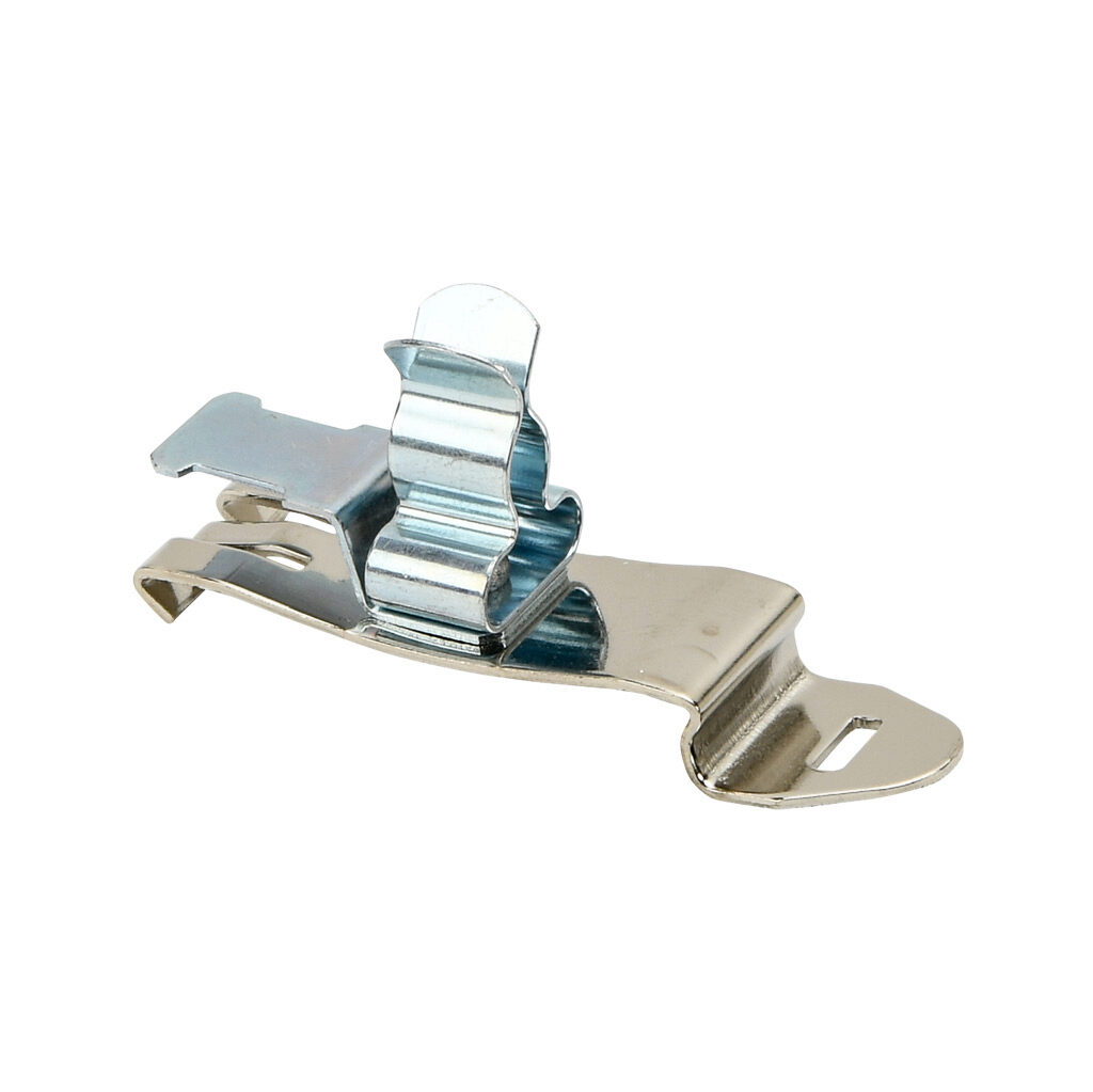 571076 - Murrplastik SCFZ-EMV series EMC shield cable clip, accepts 0.24-0.31in diameter cable, 35mm DIN rail mount, with strain relief, zinc plated spring steel. Package of 5.