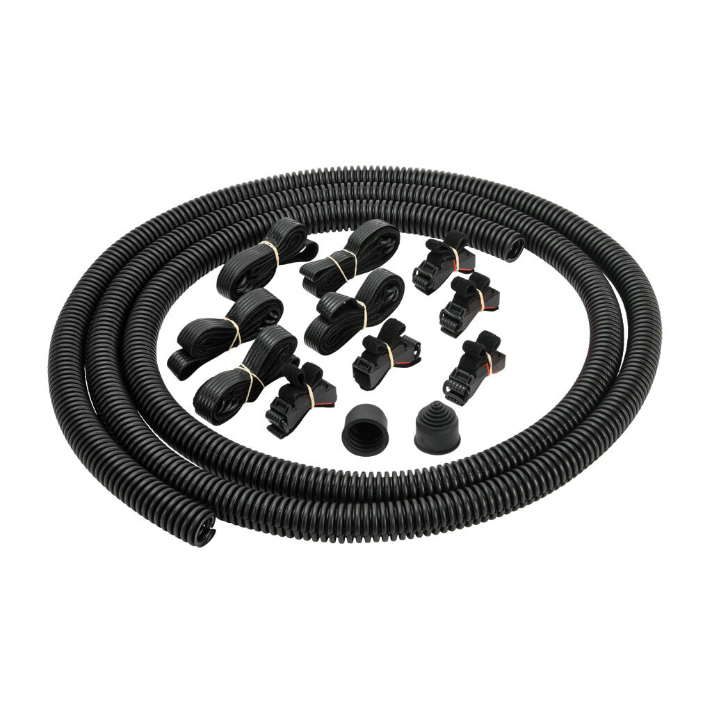 573525 - Murrplastik FHS-C-SET- UNI robot dress kit, solid, includes 13ft of 1in diameter solid corrugated tubing, (5) hook & loop mounts, (20) hook & loop straps, (2) end grommets.