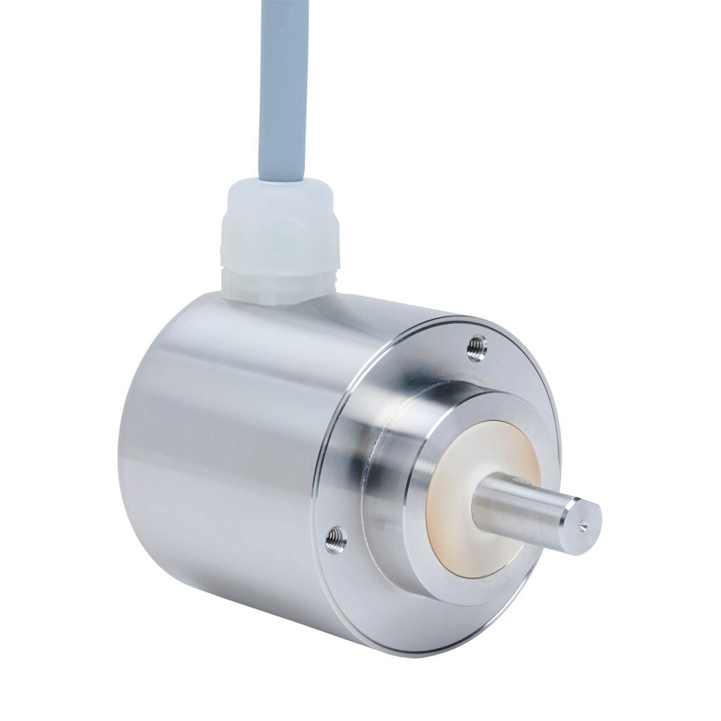 58V40963DL3050 - Wachendorff Automation WDG 58V series incremental (quadrature) rotary encoder, 10-30 VDC, push-pull (totem) output, heavy duty, 4096 ppr, 10mm solid shaft, 58mm diameter body, IP67 and IP69K, 16.4ft/5m cable length, radial exit, p...