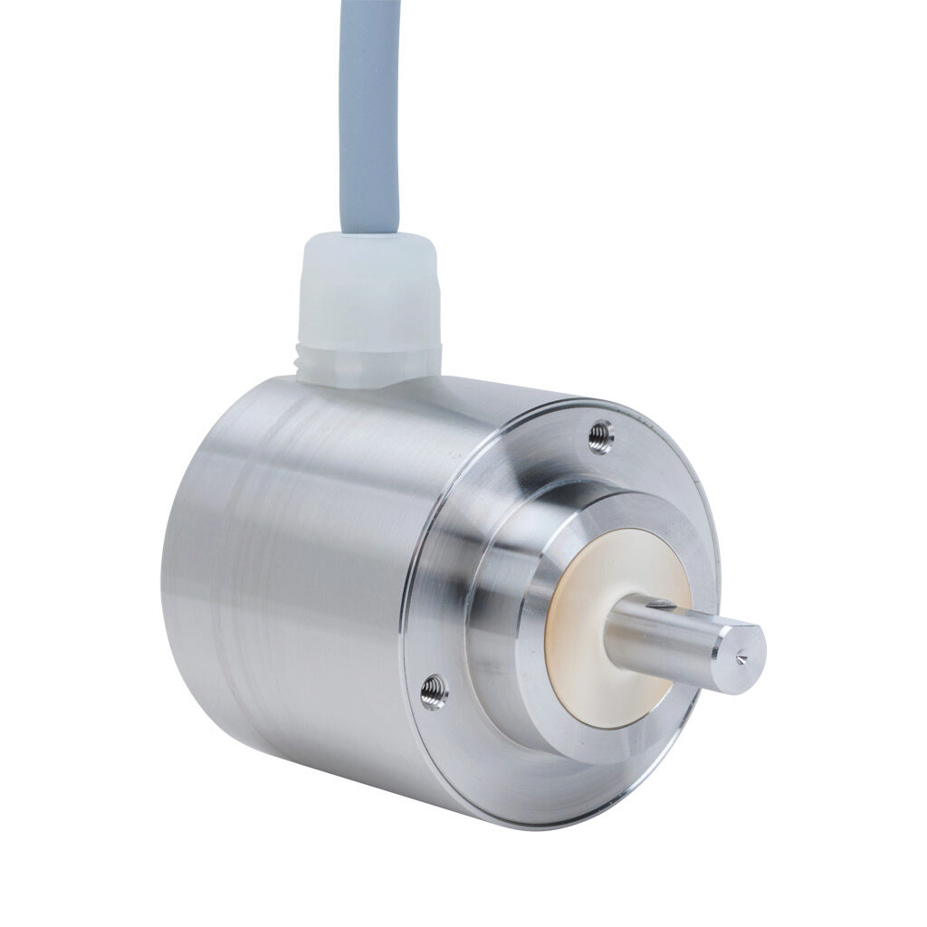 58V50003DL3050 - Wachendorff Automation WDG 58V series incremental (quadrature) rotary encoder, 10-30 VDC, push-pull (totem) output, heavy duty, 5000 ppr, 10mm solid shaft, 58mm diameter body, IP67 and IP69K, 16.4ft/5m cable length, radial exit, p...