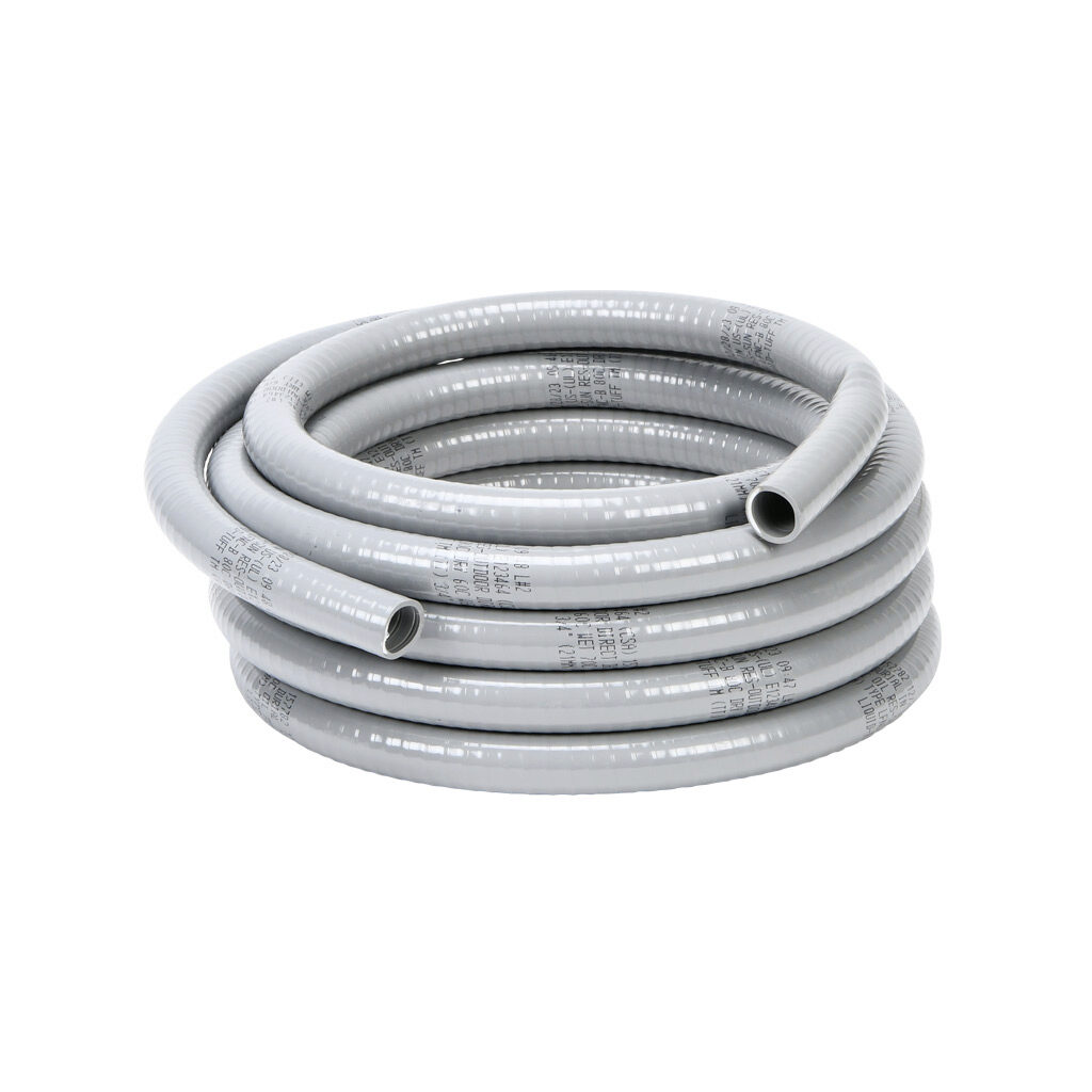 6003-22-00 - Atkore Liquid-Tuff 6000 liquid-tight flexible non-metallic conduit, embedded spiral rigid PVC, PVC wall, 3/4in trade size, gray, UL-1660 Listed, 25ft/7.6m coil length.