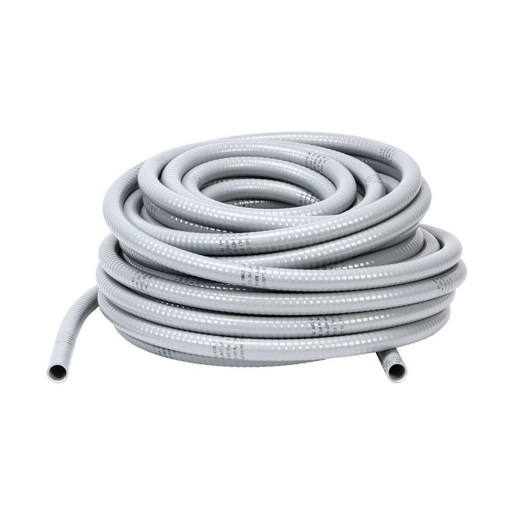 6003-30-00 - Atkore Liquid-Tuff 6000 liquid-tight flexible non-metallic conduit, embedded spiral rigid PVC, PVC wall, 3/4in trade size, gray, UL-1660 Listed, 100ft/30.4m coil length.