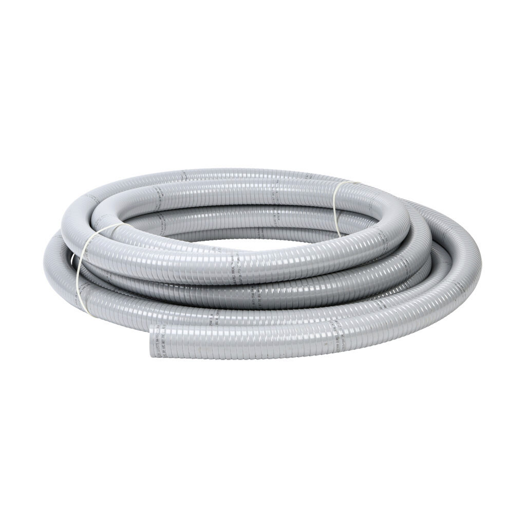 6007-24-00 - Atkore Liquid-Tuff 6000 liquid-tight flexible non-metallic conduit, embedded spiral rigid PVC, PVC wall, 2in trade size, gray, UL-1660 Listed, 50ft/15.2m coil length.
