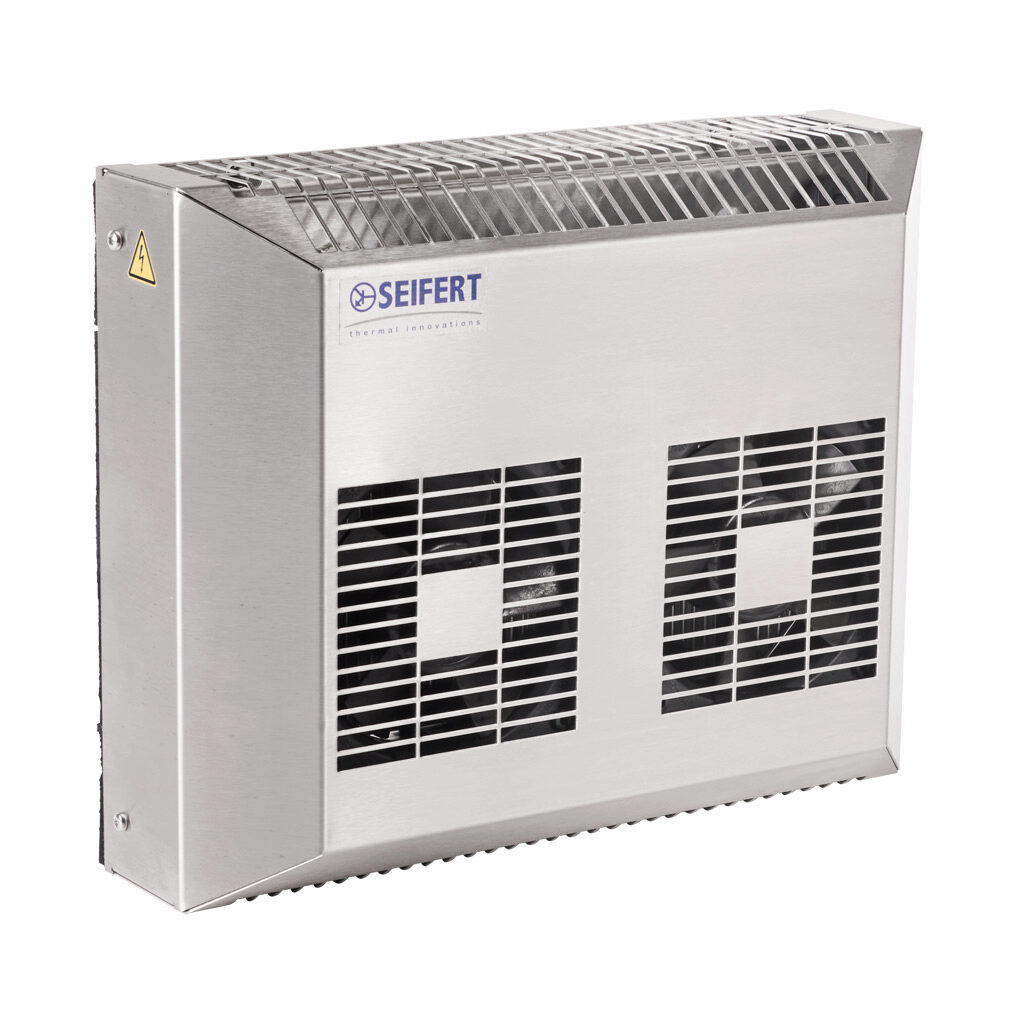 6105313 - Seifert SoliTherm thermoelectric cooler, 340 BTU/H, 120 VAC operating voltage, 304 stainless steel housing, filter-free, recessed mount. For use with NEMA 4/4X/12 enclosures.