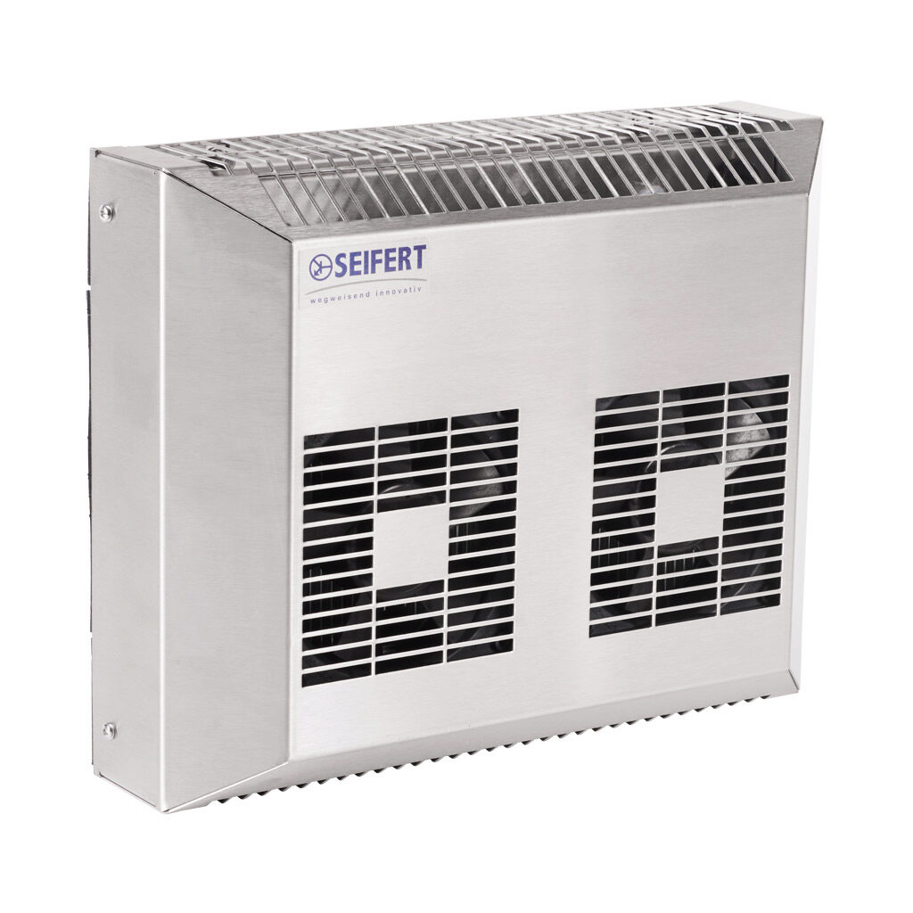 6105323 - Seifert SoliTherm thermoelectric cooler, 340 BTU/H, 230 VAC operating voltage, 304 stainless steel housing, filter-free, recessed mount. For use with NEMA 4/4X/12 enclosures.