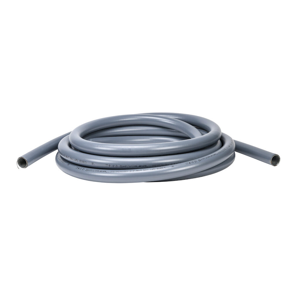 6207-24-00 - Atkore Liquid-Tuff 6200 liquid-tight flexible metallic conduit, galvanized low carbon steel, PVC jacket, 2in trade size, gray, UL-360 Listed, 50ft/15.2m coil length.
