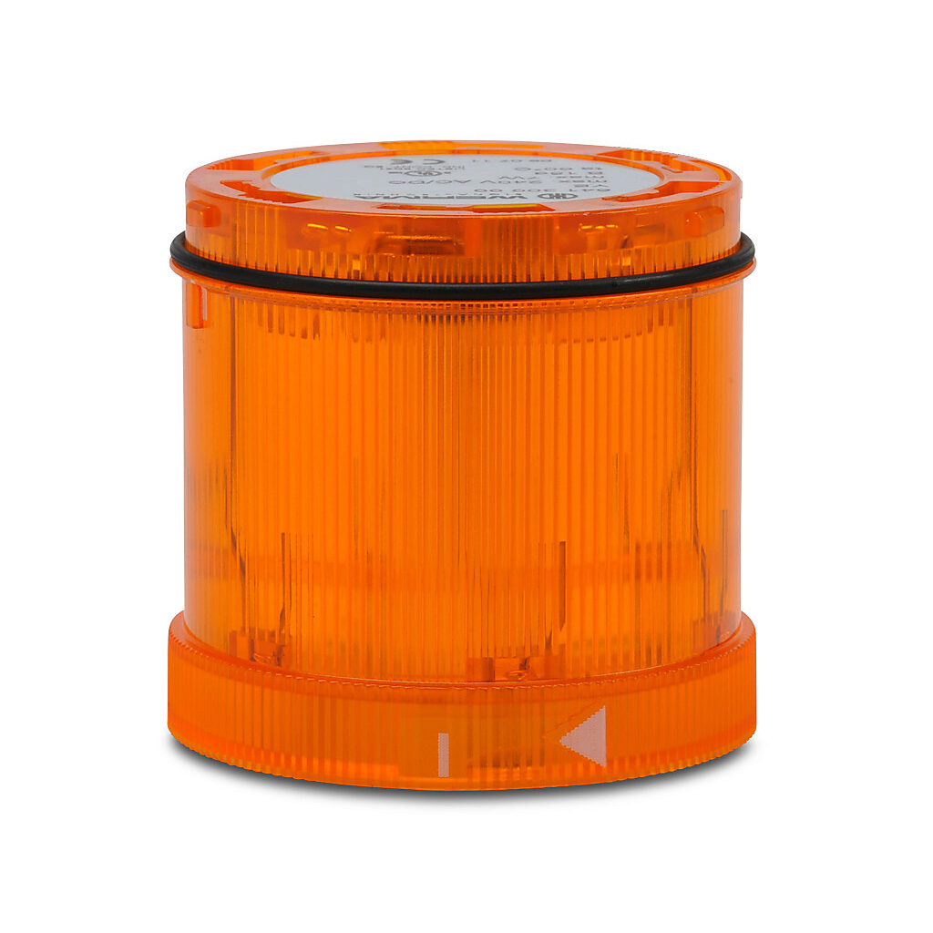 64130000 - WERMA incandescent light element, 70mm diameter, yellow, permanent light function, 12-240 VAC/VDC, colored lens, IP65. Requires incandescent bulb.