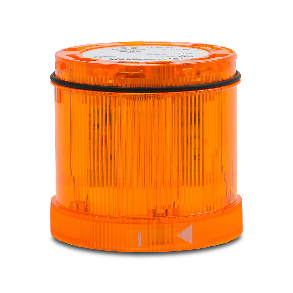 64430075 - WERMA LED light element, 70mm diameter, yellow, permanent light function, 24 VAC/VDC, colored lens, IP65.