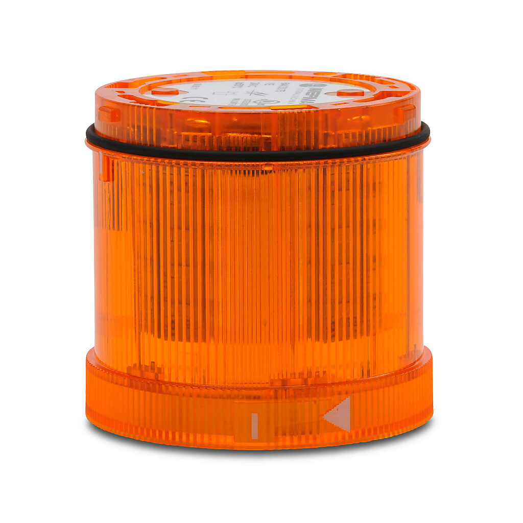 64433075 - WERMA LED light element, 70mm diameter, yellow, rotating (120rpm) light function, 24 VAC/VDC, colored lens, IP65.