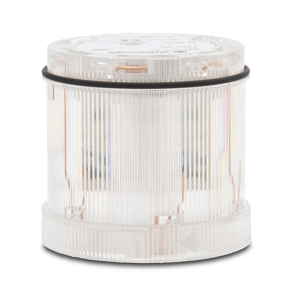 64440067 - WERMA LED light element, 70mm diameter, clear/white, permanent light function, 115 VAC, clear lens, IP65.
