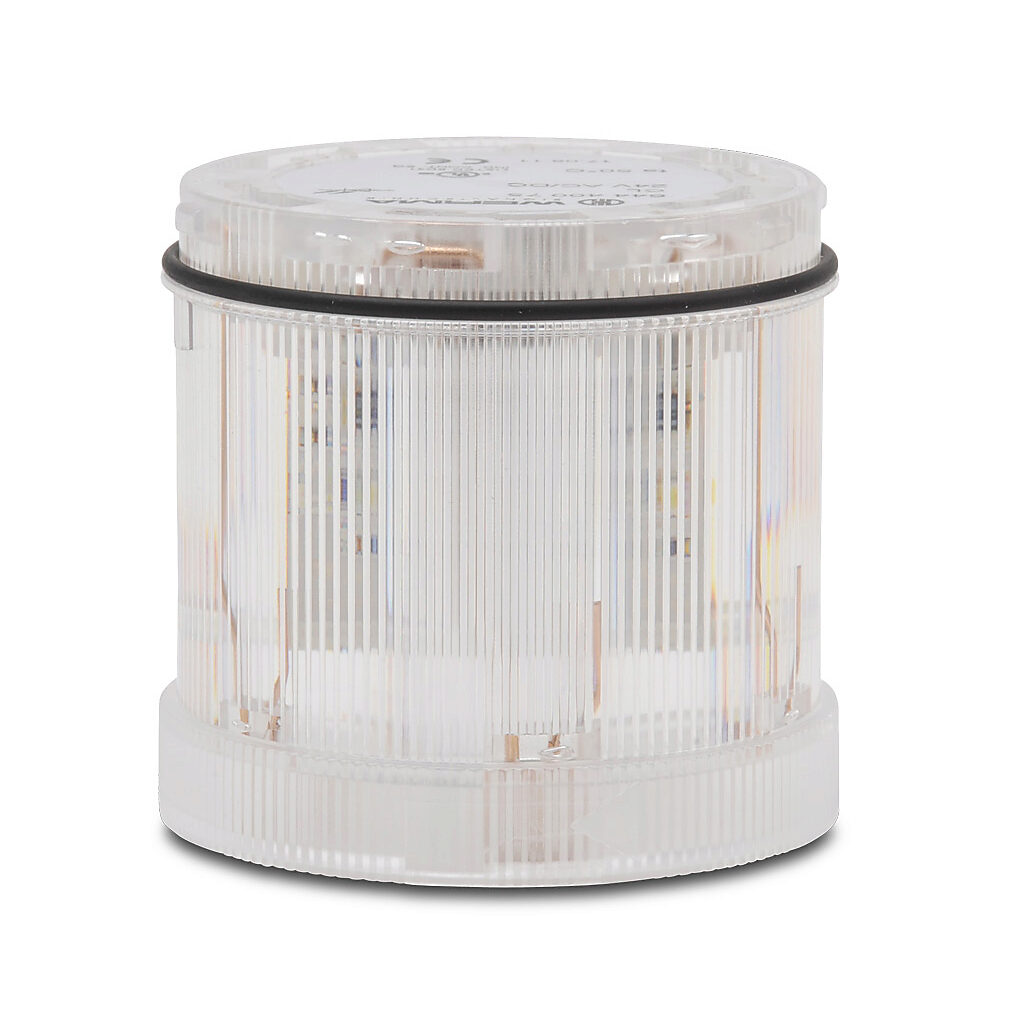64440075 - WERMA LED light element, 70mm diameter, clear/white, permanent light function, 24 VAC/VDC, clear lens, IP65.